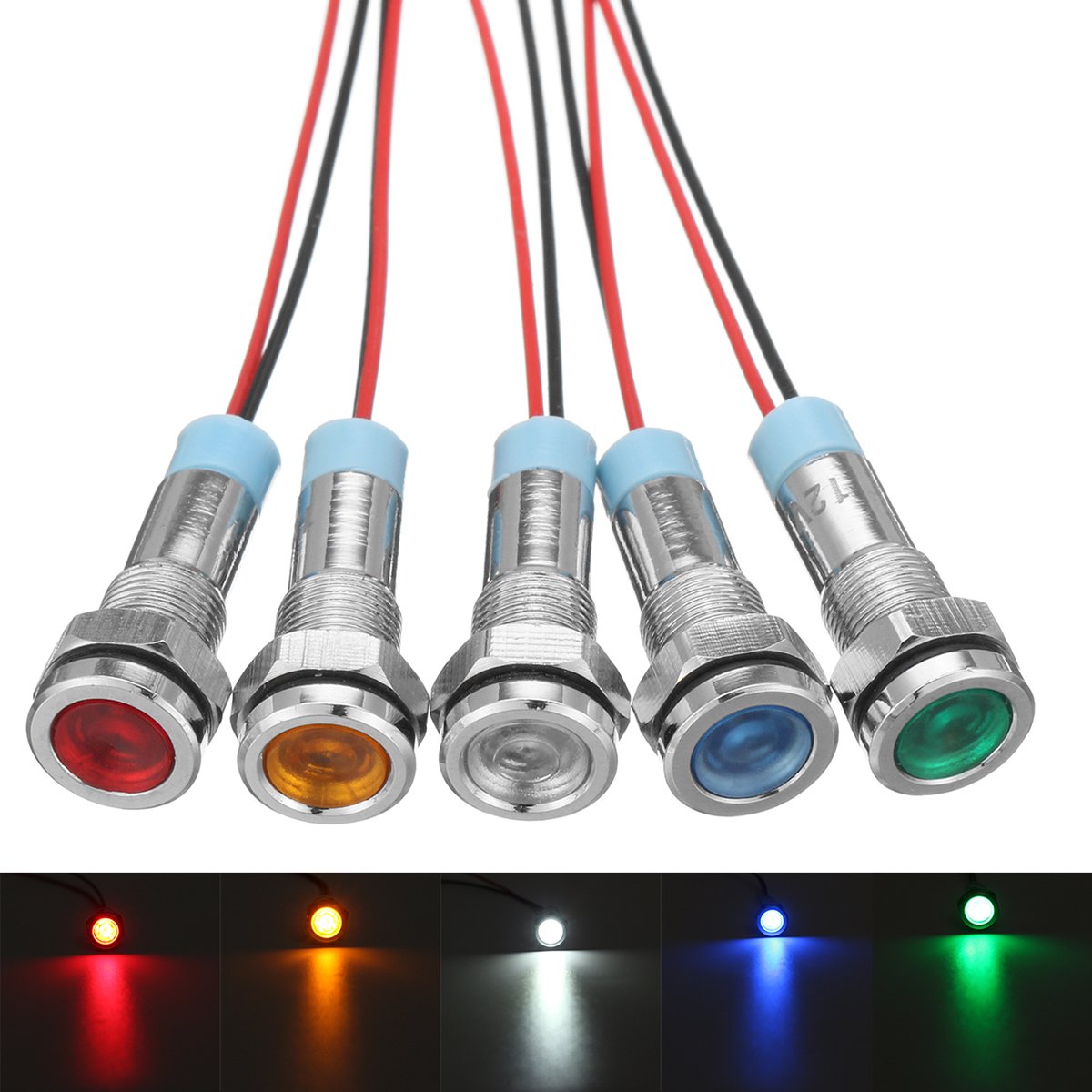 5x 12V 6mm LED Lampada Indicatore Barca Cruscotto Interruttore - Foto 5
