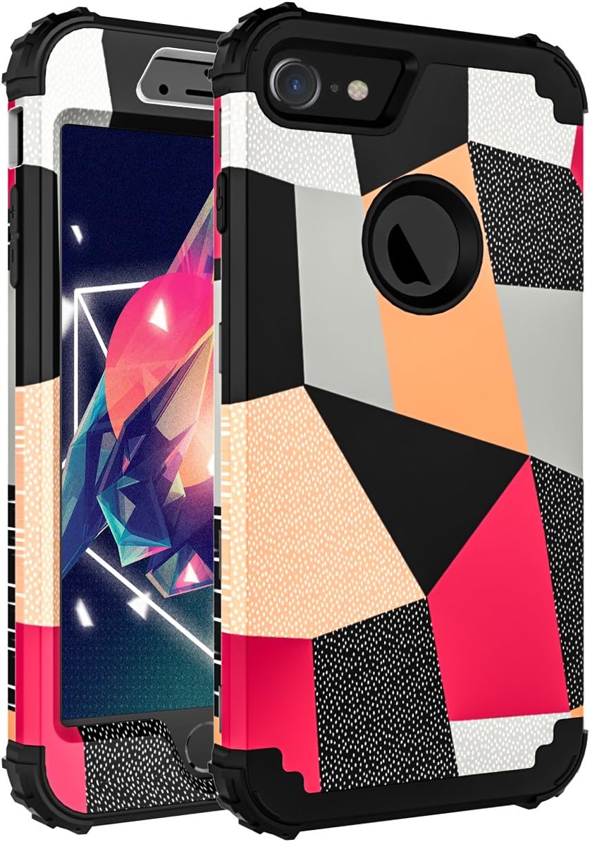 iPhone 6 Case,iPhone 6s Case,OBBCase [Heavy Duty]Three Layer Hybrid Sturdy Armor High Impact Resistant Protective Cover Case For iPhone 6/6s (Only For 4.7"),Marble Pink