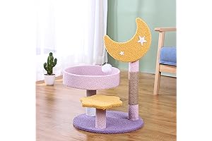 MODUSKYE Cat Tree Tower, Moon Cat Scratching Post with Fluffy Cat Bed