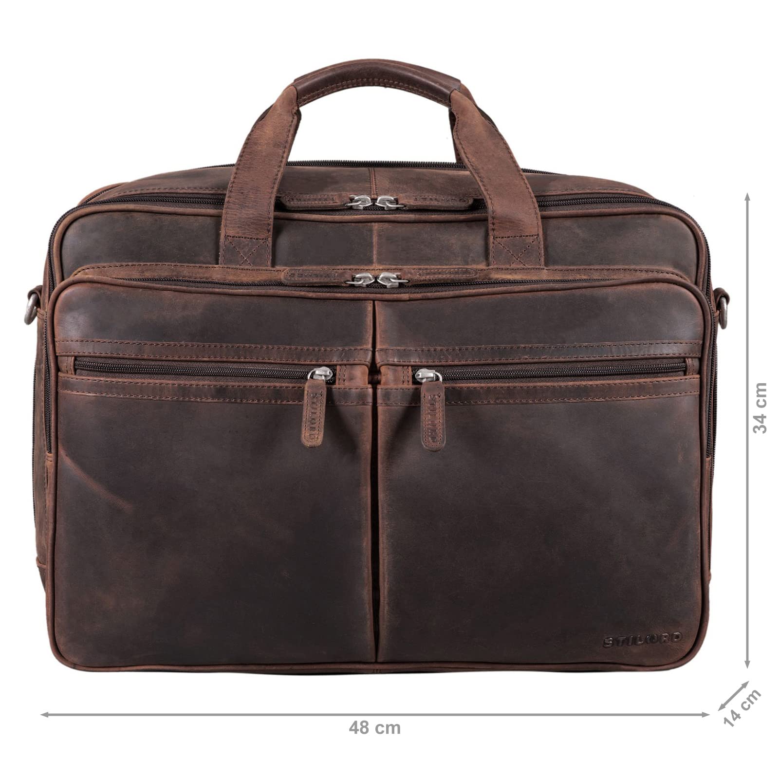 STILORD Gigantus XXL Aktentasche Leder Laptoptasche 17,3 Zoll bis 19 Zoll Sehr Große Umhängetasche Arbeitstasche Bürotasche Businesstasche Echtleder für Damen u. Herren Farbe:schwarz