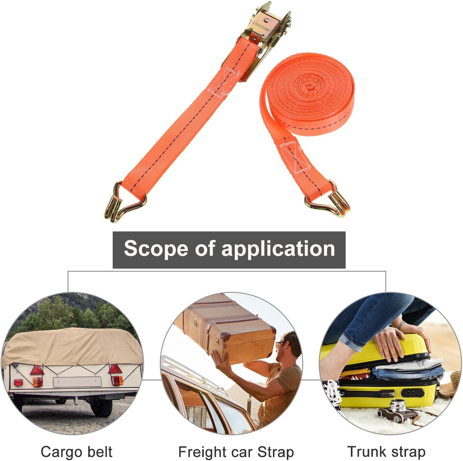 Heavy Duty Ratchet Cargo Straps Tie Down Set 4pcs Polyester 2.5cm X 6m 2.5cm Cargo Fastening Belt for Hauling and Securing Loads