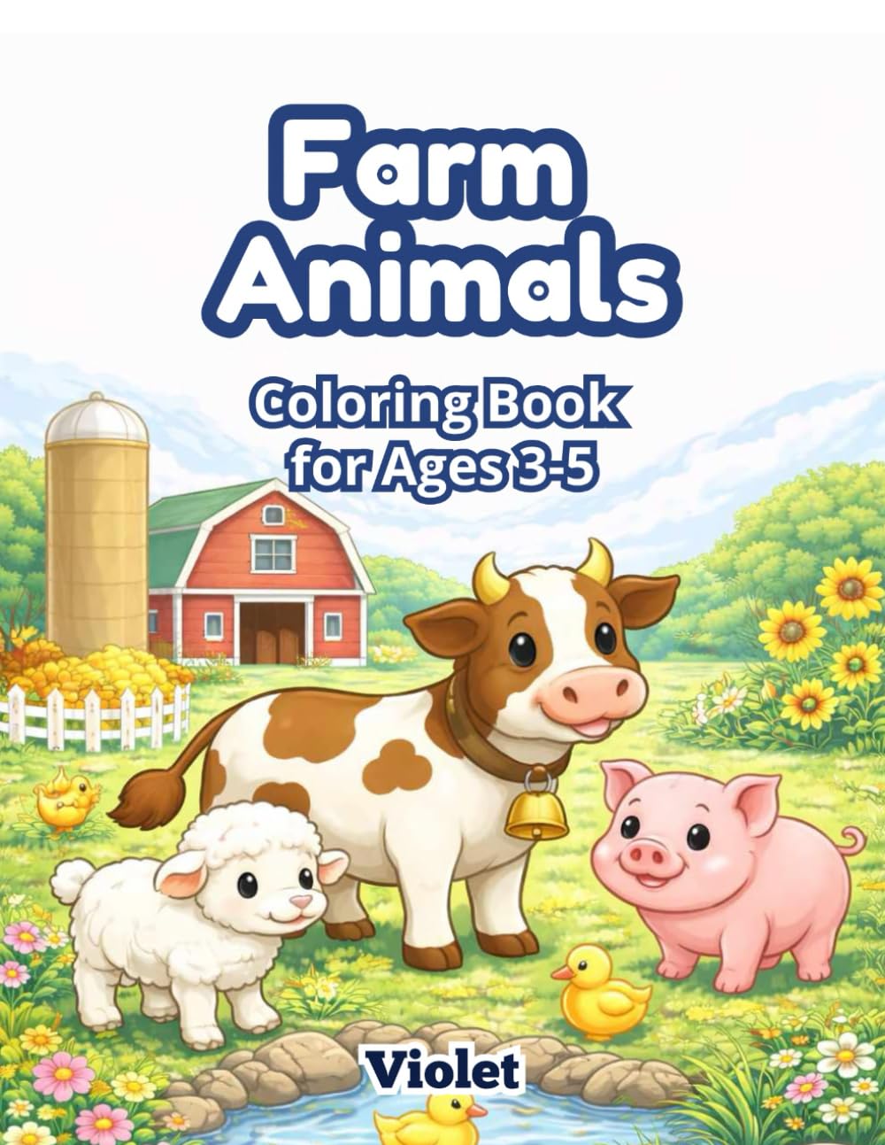 Farm Animals: Coloring Book for Kids Ages 3-5