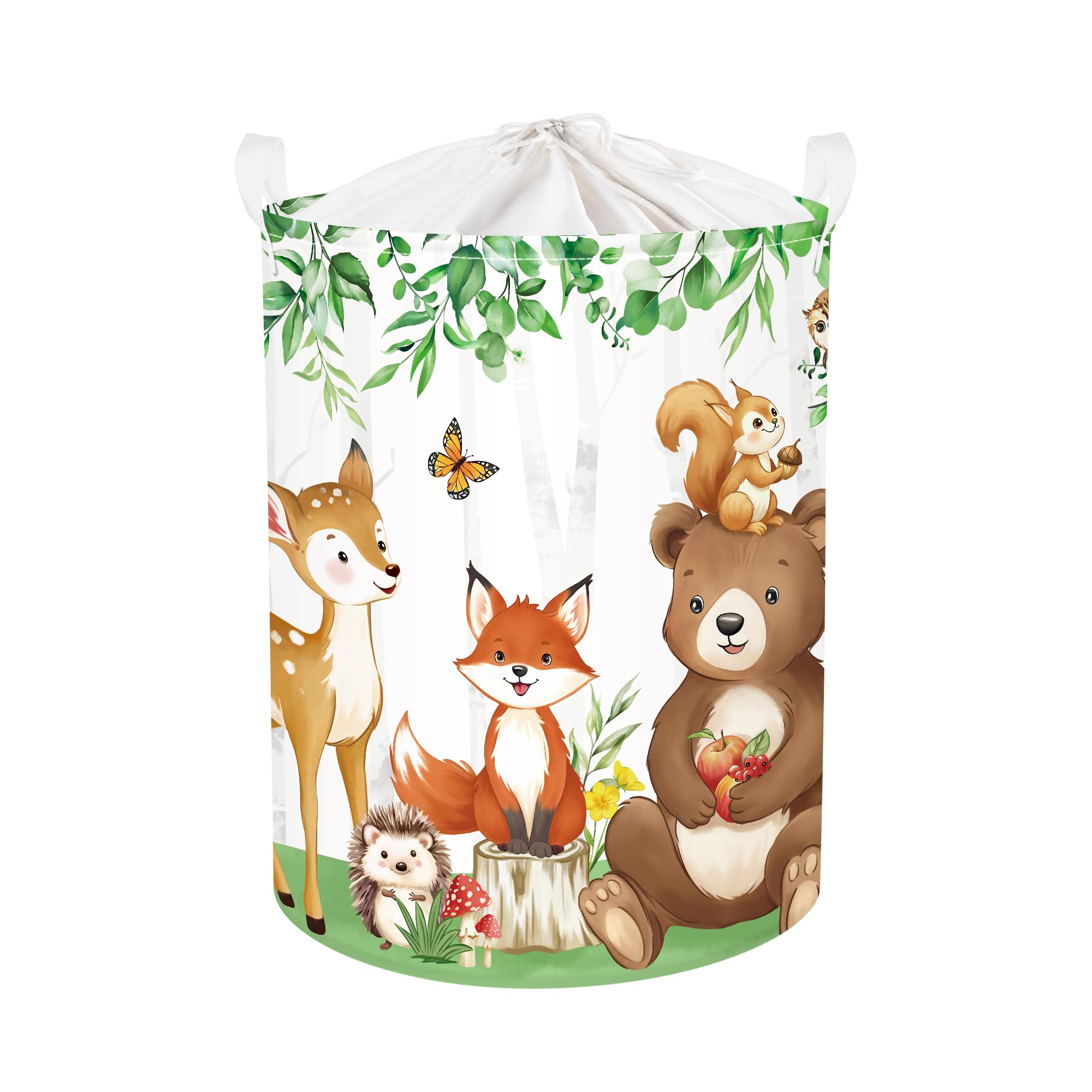 HUUMONSS Cute Jungle Animals Storage Basket for Parents Organizing Kids Toys Clothes Large Tree Boys Girls Gift Toy Box Bin Laundry Hamper for Bathroom Shower,Bear,63L