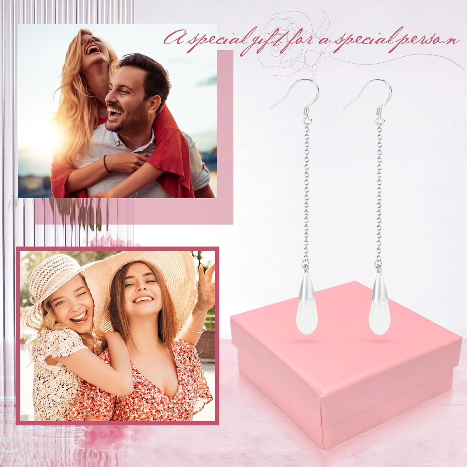 Natural Opal Drop Earrings in Sterling Silver - Image 6