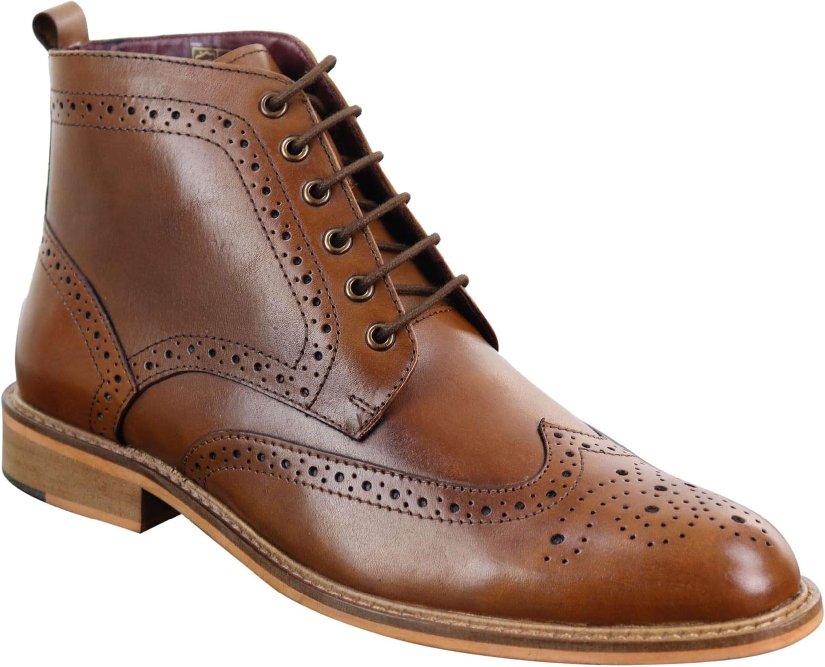 Mens Smart Casual Brouge Ankle Boots Shoes Laced Leather 1920s