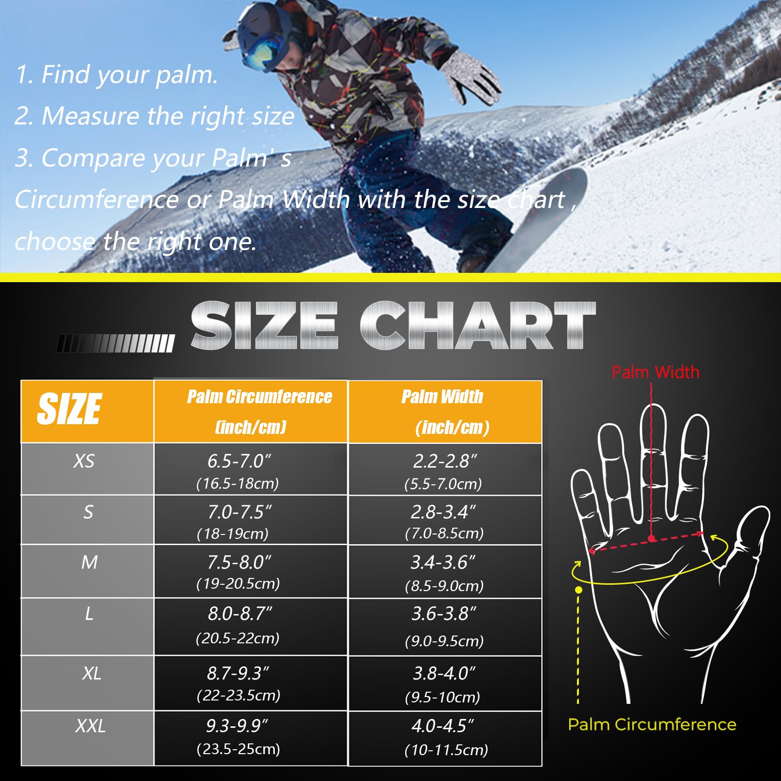 Winterhandschuhe für Herren und Damen, 3M Thinsulate Thermo-Handschuhe, Touchscreen-Handschuhe, kaltes Wetter, warme Handschuhe, Fahrradhandschuhe für Skifahren, Radfahren, Laufen,