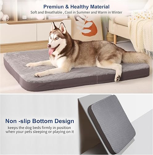 Miniatura 7 de JoicyCo Cama para perros extragrandes, colchón ortopédico de espuma para perros jumbo, cama de dormir para mascotas de 47 pulgadas, parte inferior