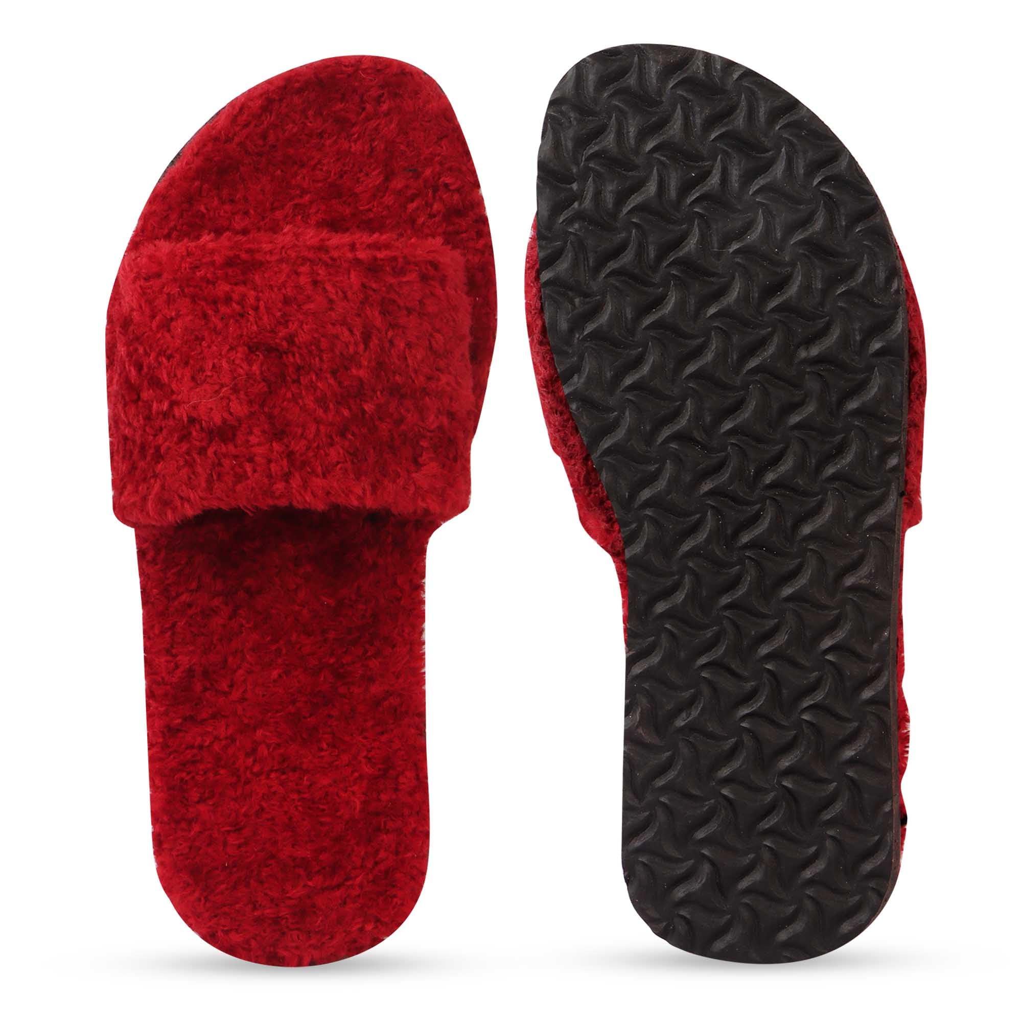 Warm Plush Fur Slippers for Women, house slippers, daily use chappal,-image-5