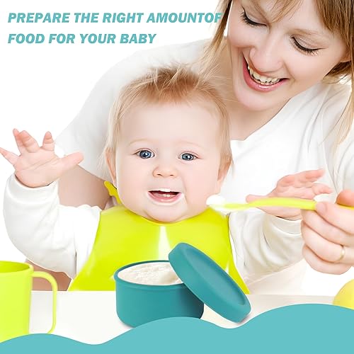 Miniatura 7 de Finorder Paquete de 4 recipientes de silicona de 5 onzas para alimentos, recipientes de almacenamiento de aperitivos para bebés con tapas