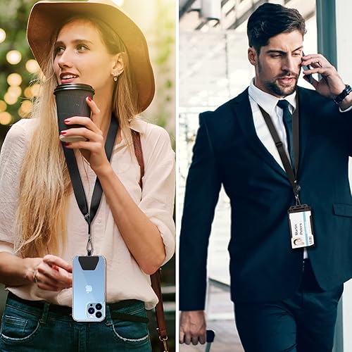 Miniatura 9 de CACOE Cordón para teléfono, 2 unidades, 1 correa ajustable para el cuello, 1 correa de muñeca, 2 almohadillas, cordón universal multifuncional para