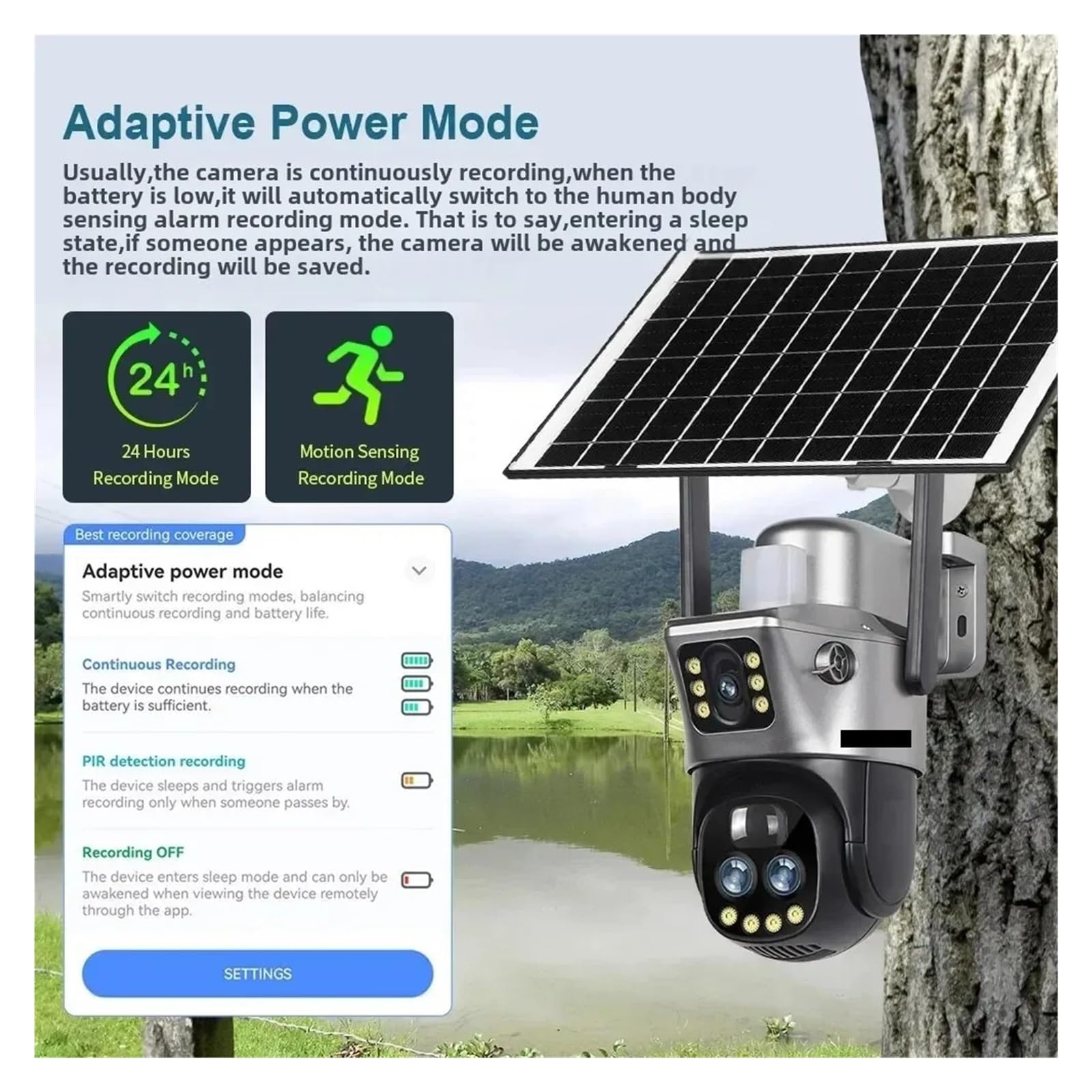 Caméra Solaire à Double Objectif 8MP 4K 4G WiFi