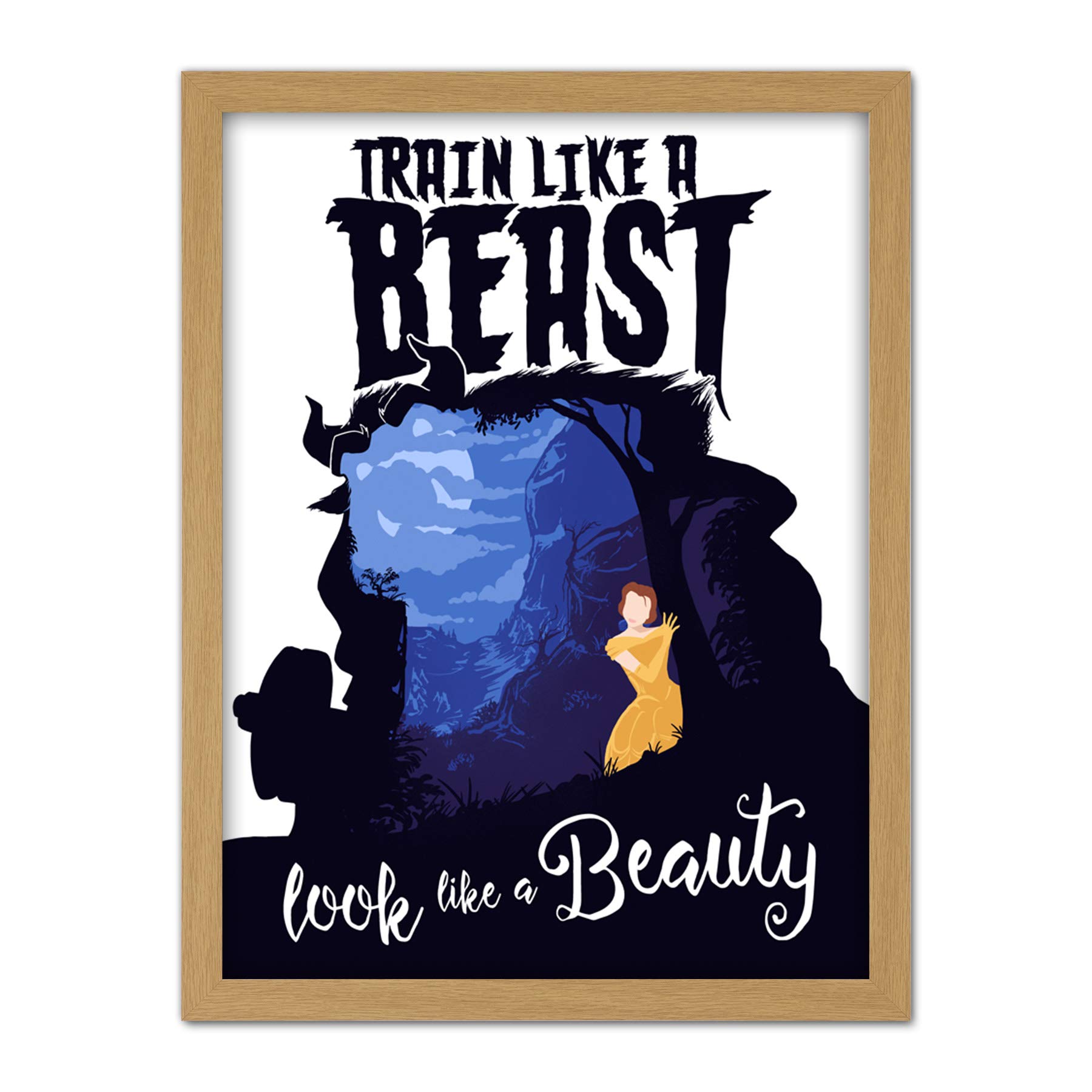 Wee Blue Coo Train Like A Beast Look Like A Beauty Artwork Framed Wall Art Print 18X24 Inch