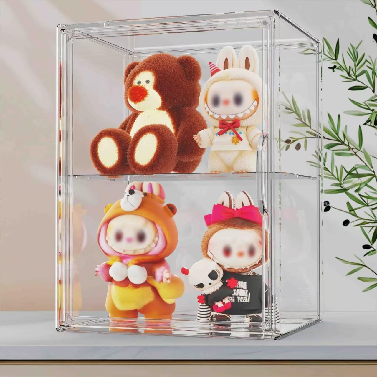 Acrylic Display Case for Collectibles, Stackable Figure Display Case, Handbag Storage with Movable Panels for Pop Figure, Toys, Sports Memorabilia, Handbag Organizer, Books