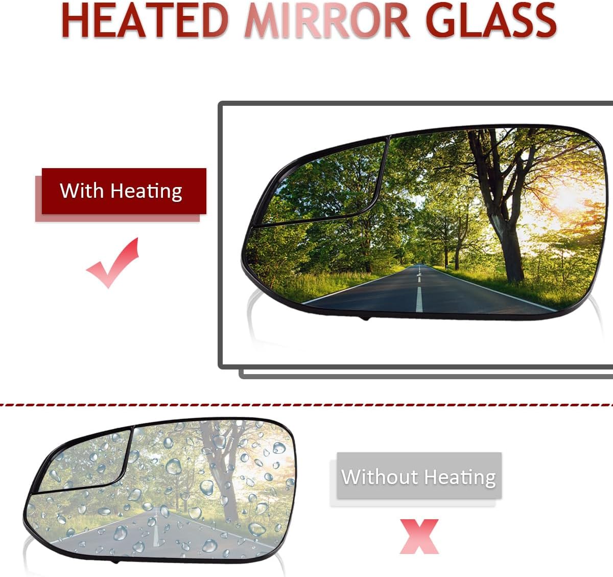 Left Side Mirror Glass Compatible for 2016 2017 2018 Toyota Rav4 & 2014-2020 4Runner, Power Heated Convex Glass w/Backing Plate and Rear Holder– Driver Side Replacement 87961-42D20