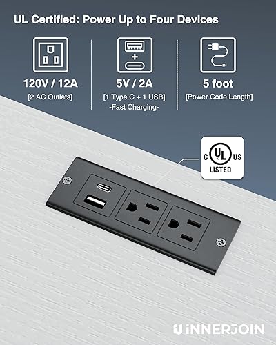 Miniatura 7 de Mesa auxiliar con almacenamiento, mesita de noche LED con estación de carga A & C, mesas auxiliares, sala de estar, mesita de noche para dormitorio