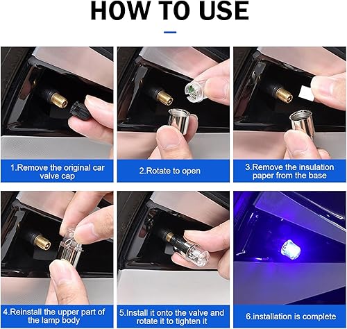 Miniatura 3 de 4 luces LED de tapa de vástago de válvula de neumático, flash giratorio de visibilidad de 360 grados, luces de rueda impermeables para camiones,