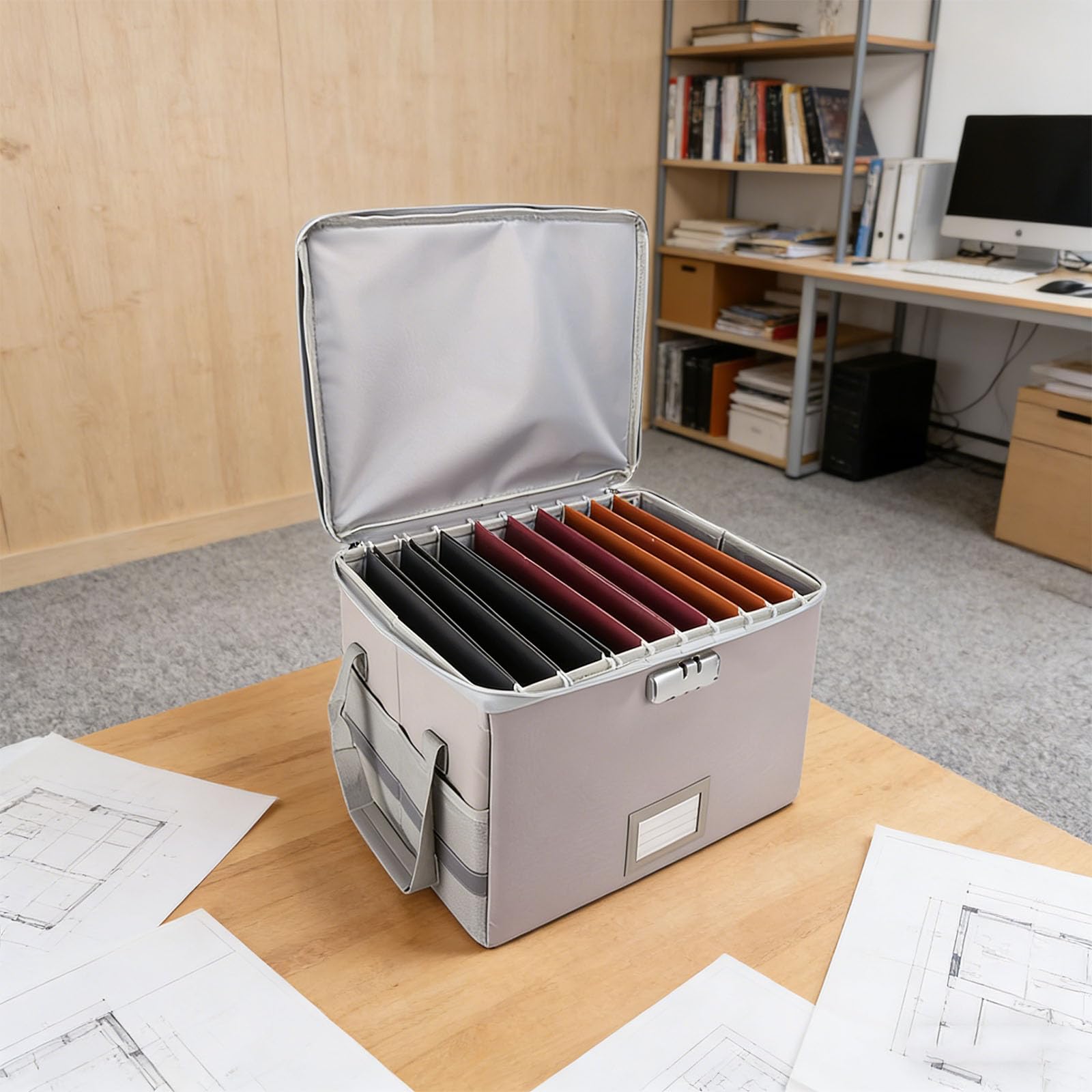Porta documenti pieghevole con impugnatura ergonomica e grande spazio per file importanti di sicurezza in alluminio isolato