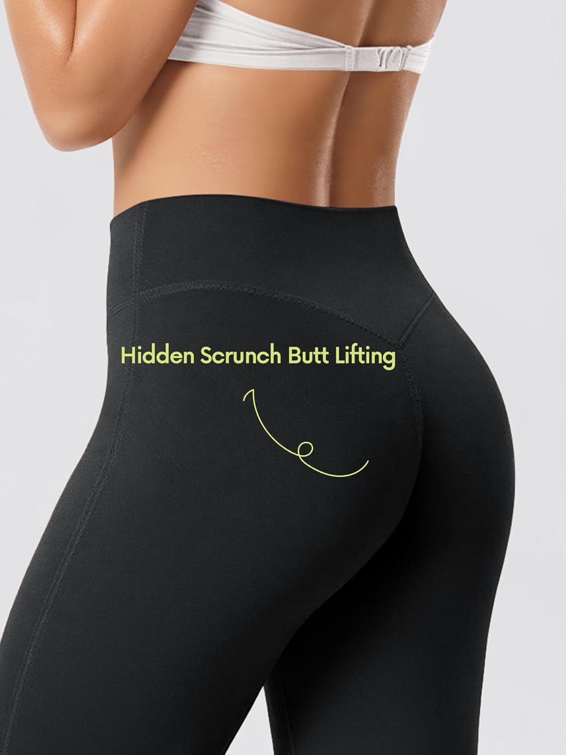 ODODOS Straight Leg Workout Leggings for Women - No Front Seam High Waist Pants Hidden Scrunch Butt Lifting Yoga Pants, 31"