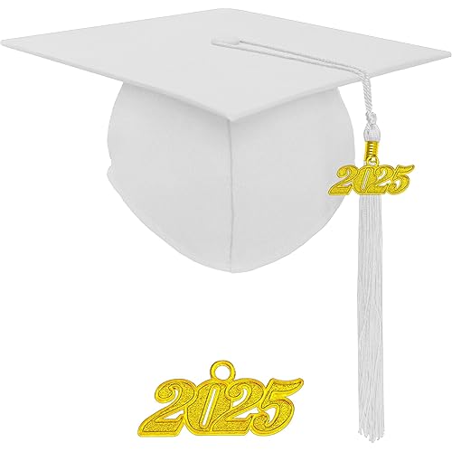 Matte Adult Graduation Cap with 2025 Tassel Unisex Adjustable Graduation Cap
