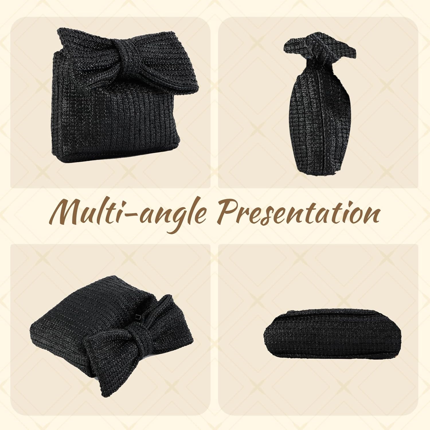 Ynport Bow Straw Clutch Purses for Women Summer Woven Rattan Handbags Wicker Beach Tote Bag 2026 - Image 6