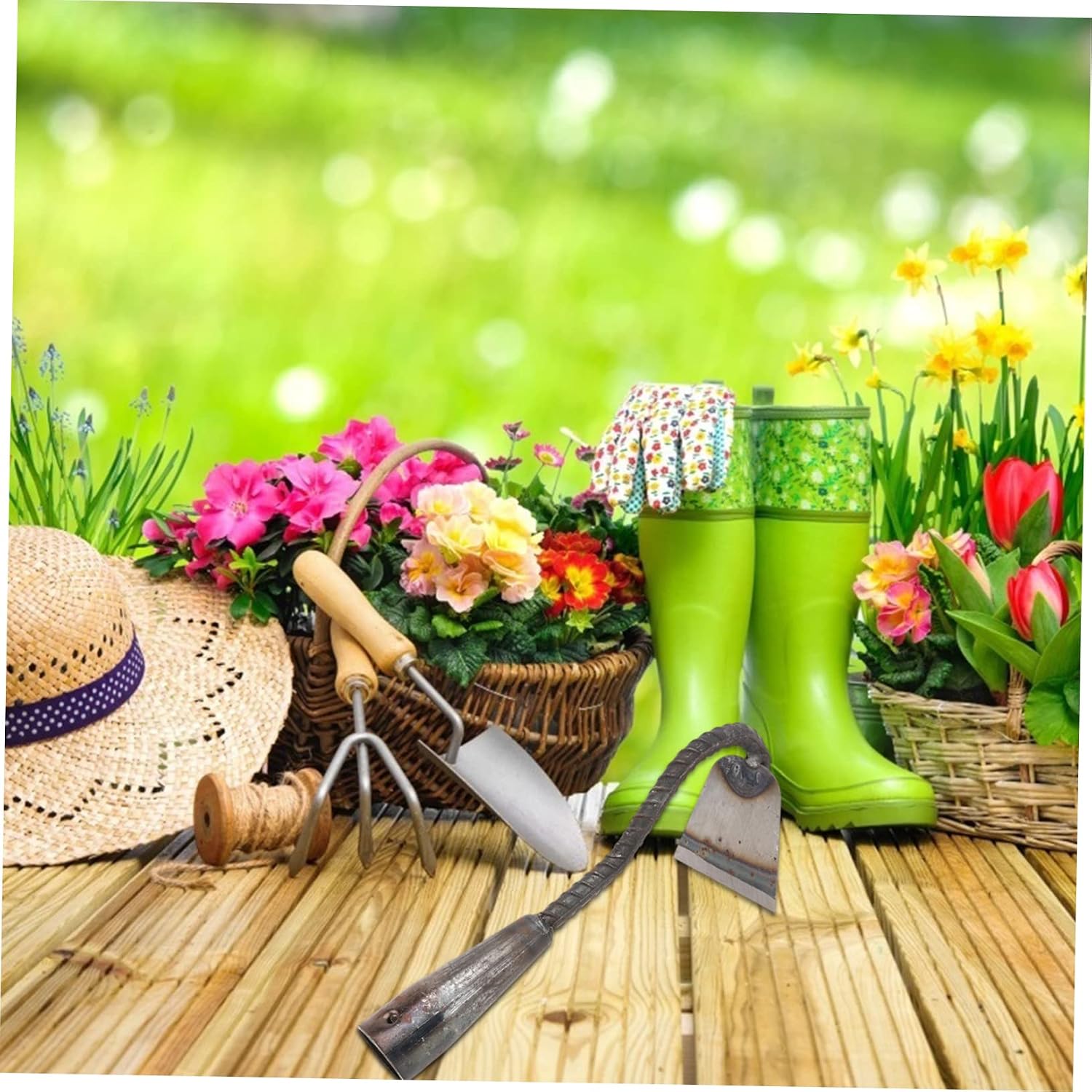 2Pcs Weeding Hoes Set for Gardening Sturdy Outdoor Farm Tools Adjustable Hoes for Digging and Planting Compact Design for Easy Use in Vegetable and Flower Gardens