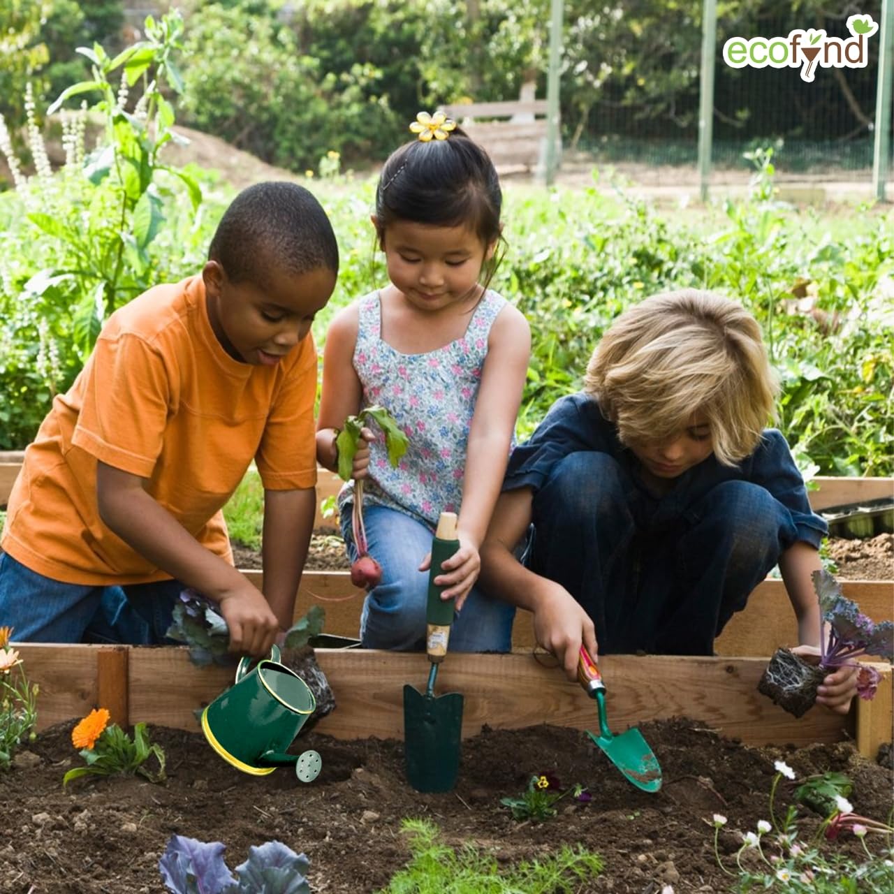 ecofynd 250 ml Mini Garden Watering Can for Plants for Kids (WC6: Kids with Gold Border, Green) 3