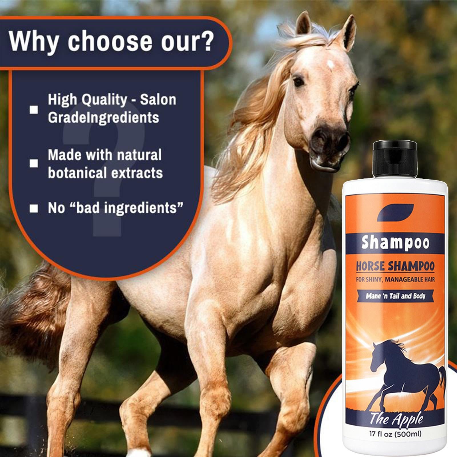Horse Mane & Tail Shampooing pour crinière | Shampooing nourrissant Profond pour Queue et Mane 500 ML -shampoing pour Chevaux, nettoyant pour Manteau pour Le Nettoyage et Le