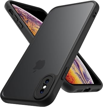 PinLiSheng Smartphone Case for iPhone XS, Matte, Translucent, Shockproof, Fingerprint Resistant, MIL-Grade Protection, Anti-Yellowing, Black