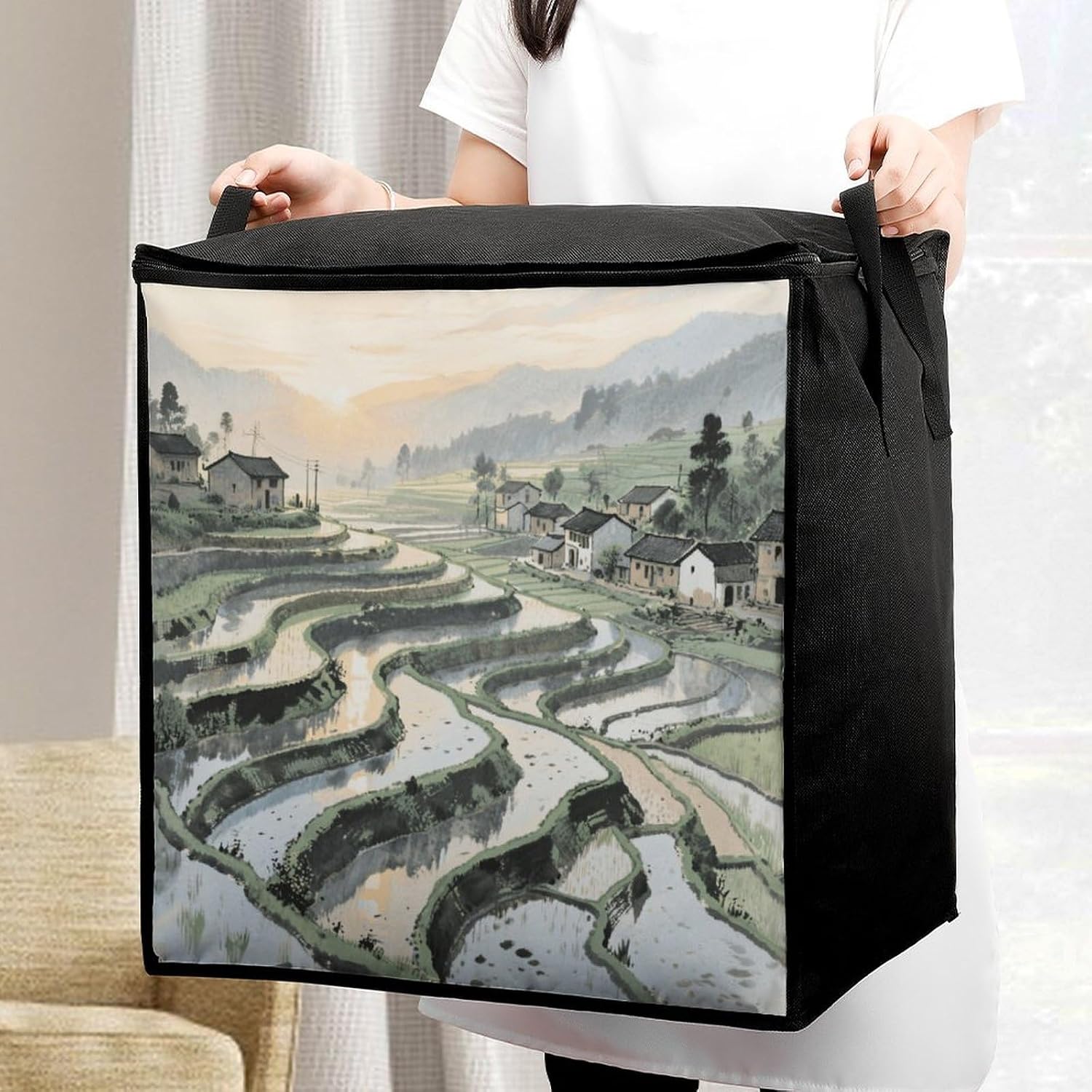 Terrace Village Storage Bags Moving Bags Storage Bins | Comforter Storage Bag Reinforced Handles & Zippers Foldable Closet Organizers and Storage for Blanket Pillow Clothes