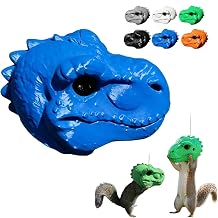 Dinosaur Head Squirrel Feeder, Funny Dinosaur Head Squirrel Feeder for Outdoor Tree Hanging, Weatherproof Resin Animal Head Feeder for Garden Yard Decor, Hollow Bottom Opening Holds Corn Blue