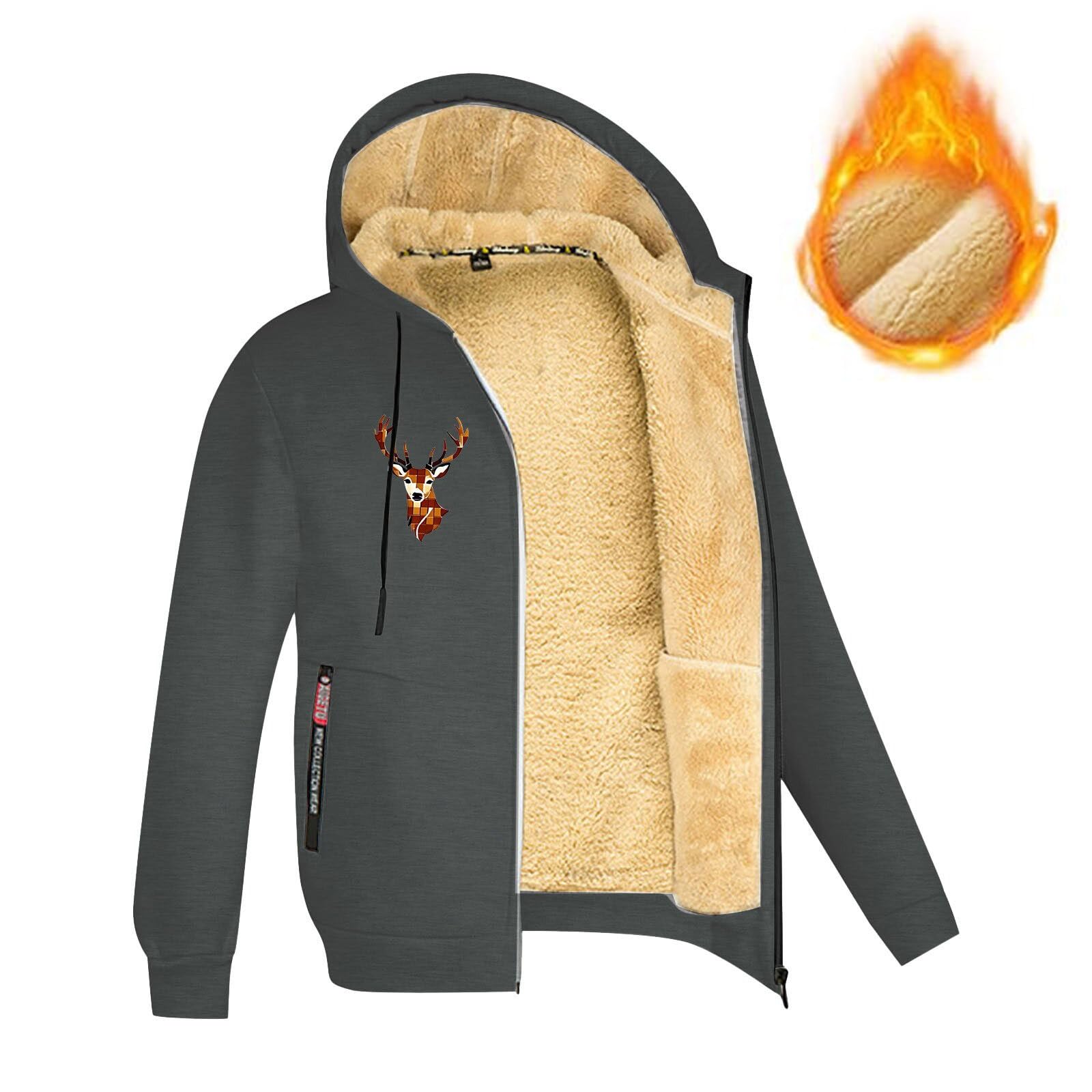Polaire Homme D'extérieur Veste De Randonnée Fleece Jacket sans Capuche Sweatshirt Zippées Gilet Chaude Doublure Travail avec Poches