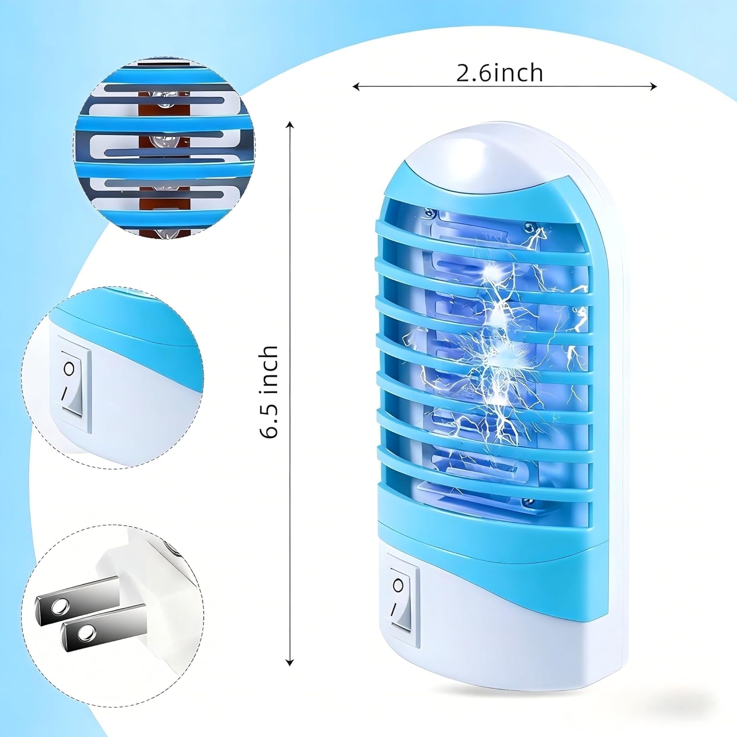 6 Pack Plug in Bug Zapper,Electronic Mosquito Zappers Indoor Bug Zapper Plug in for Flying Insect Automatic Mosquito Trap Mosquito Light
