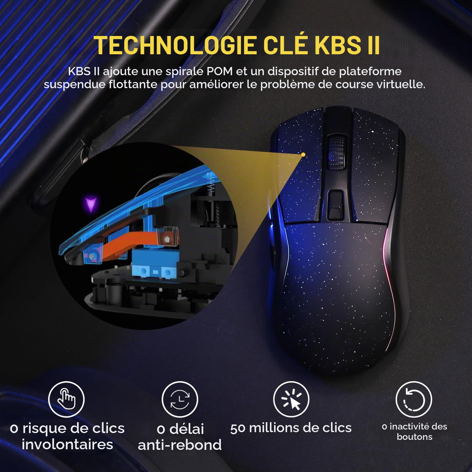 DAREU A950 Souris Gamer sans Fil RGB avec Station de Charge, Souris sans Fil 2.4G/Filaire/BT, 12K DPI, 1000 Hz, Programmable, 88g Léger, 120 Heures de Jeu avec Rétro-éclairage RGB pour PC Mac (Noir)