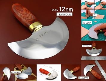 Leather Round Head Knife With Wooden Handle Leather Working Knife For DIY Leather Craft Cutting