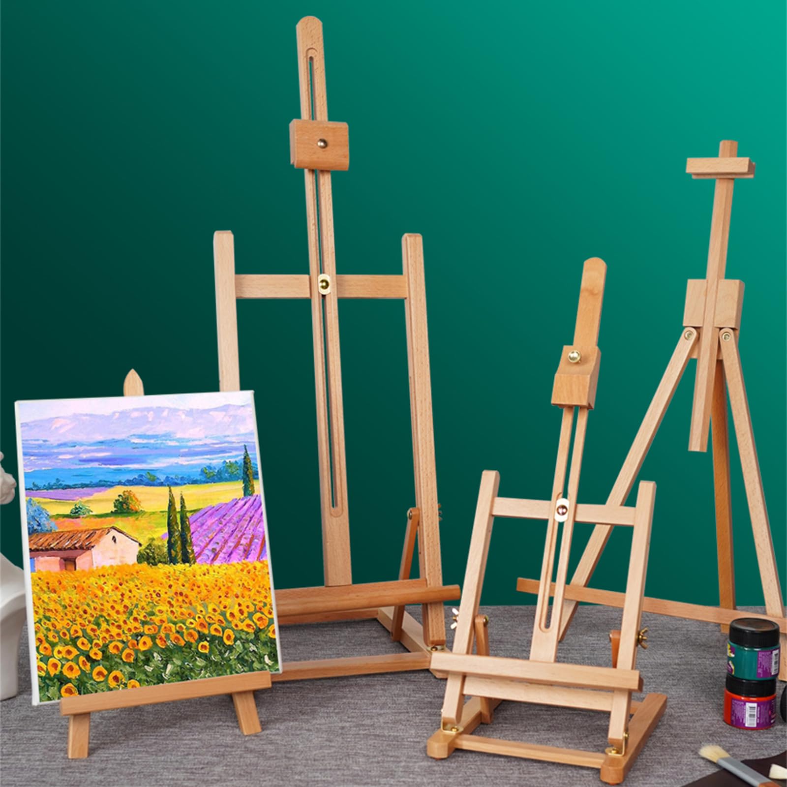 Caballete ajustable de madera con marco en A para letreros de boda, fotos y carteles, caballete de mesa pequeño para exhibición de arte portátil (tamaño: 33 x 26 x 35 80 cm, color: madera)