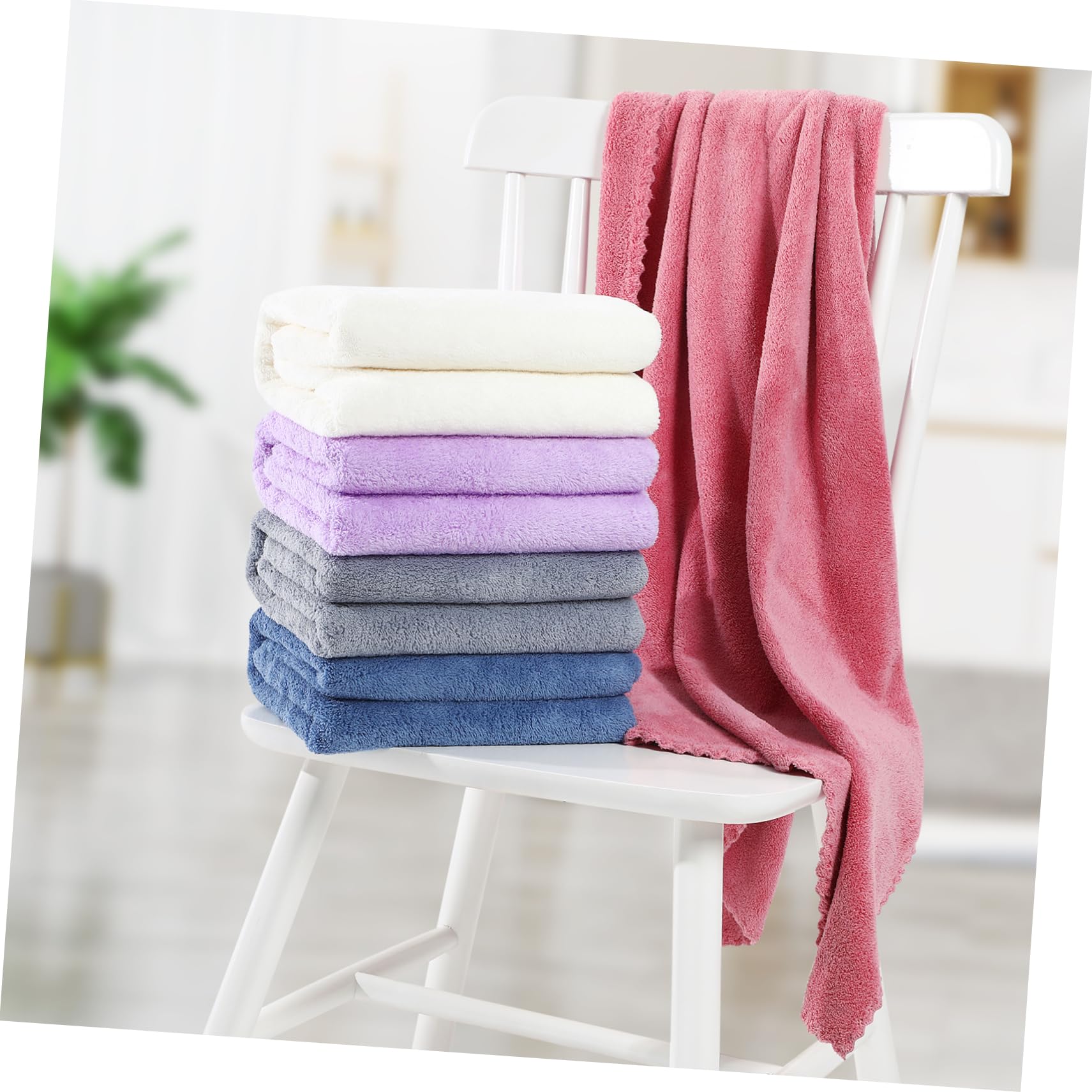 Ensemble de Serviettes de Bain 5 Pièces avec Dentelle | Grand Format, Absorption Rapide, Usage Maison et Voyage, Polyester Nylon, Style Simple et Élégant