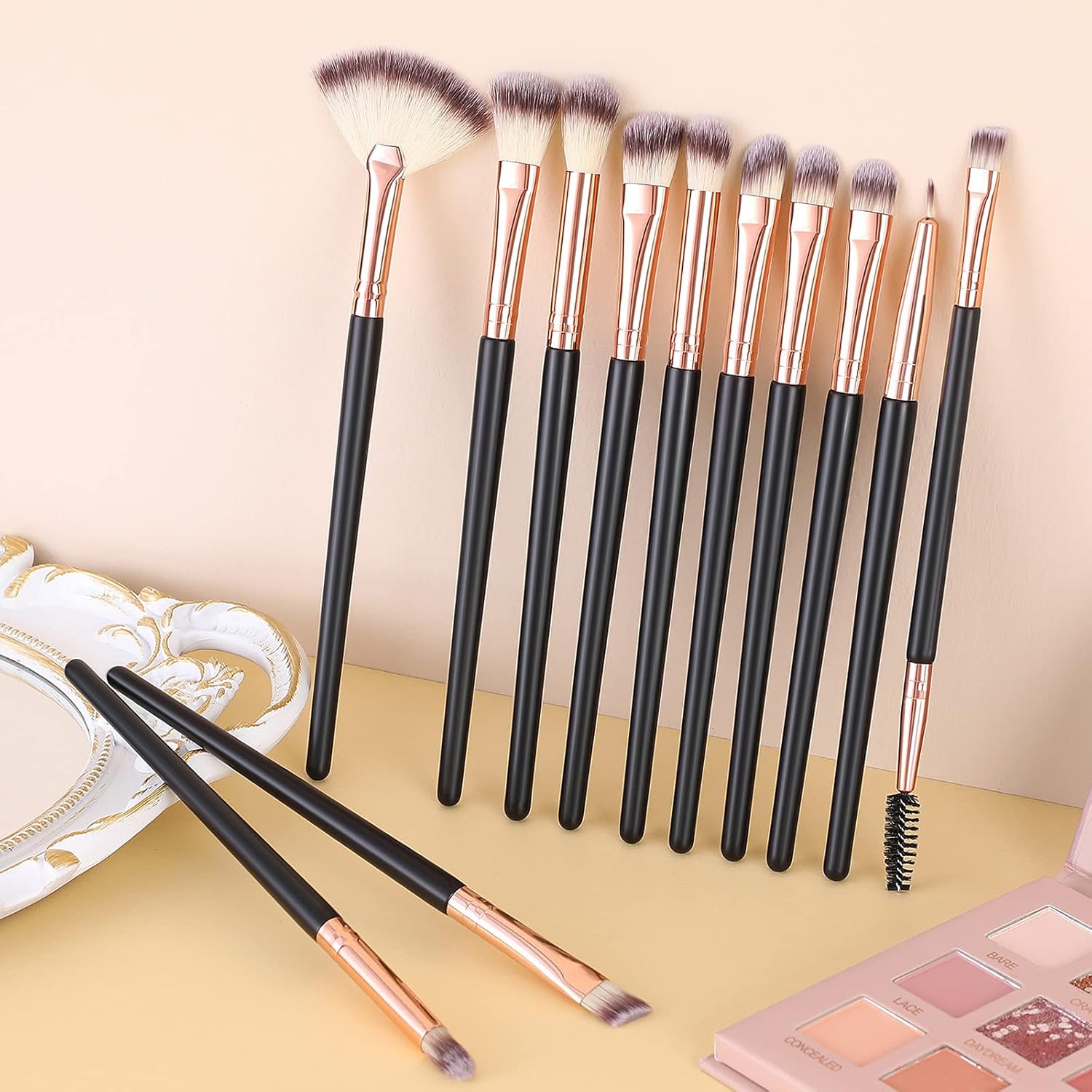 12pcs Eye Makeup Brushes, Professional Eyeshadow Makeup Brushes Set with Soft Synthetic Hairs & Acrylic Handle for Concealer, Eyebrow, Foundation, Blending Brushes With Carrying Bag : Beauty & Personal Care