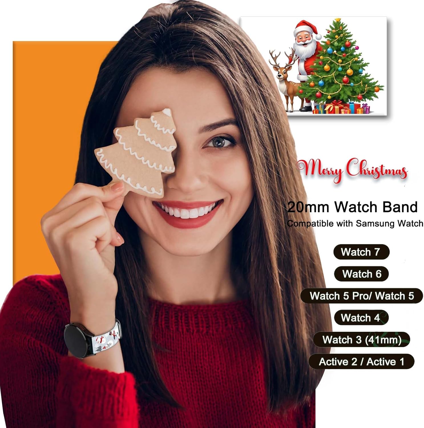 20mm Holiday Christmas Halloween Thanksgiving Watch Band Compatible with Samsung Galaxy Watch 7/6/5/4 40mm 44mm/Watch 6 Classic 43mm 47mm/Watch 5 Pro 45mm/Watch 4 Classic/Active 2 Smartwatch Replacement Strap - Image 5