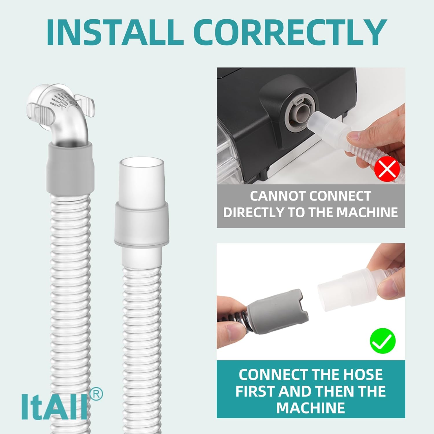 2PCs Replacement Tube for Respironics Wisp, FSA HSA Eligible, Short Tube with Improved Quick Release & Swivel Design, Added Flexibility & Lower Noise，ItAll Supplies for CPAP Users
