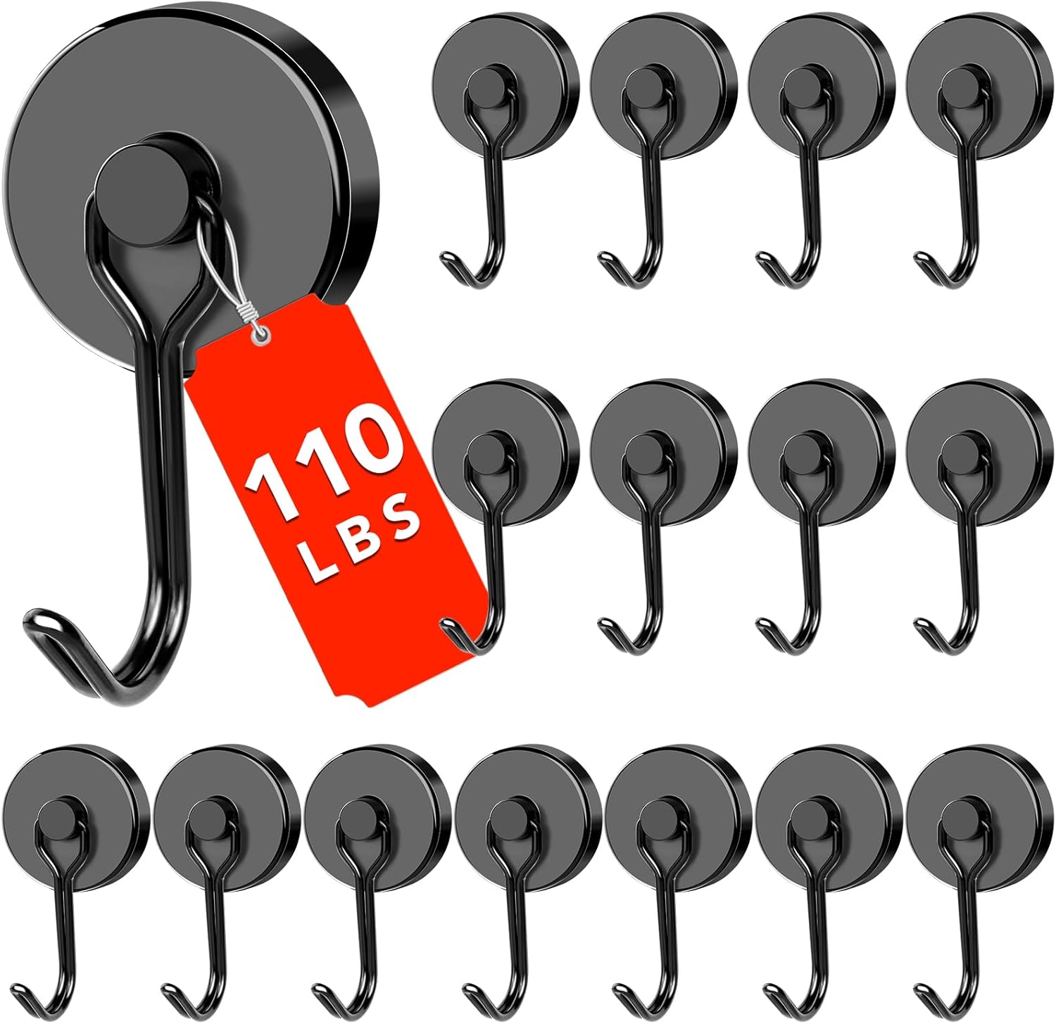 DIYMAG 110LBS Magnetic Hooks (16-pack) 32mm