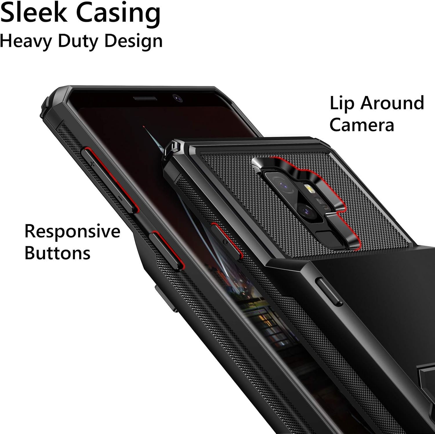 Vofolen for Galaxy S9 Plus Case with Credit Card Holder Wallet 4-Slot ID Pocket Scratch Resistant Dual Layer Protective Bumper Rugged Rubber Armor Hard Shell Cover for Samsung Galaxy S9 Plus Black