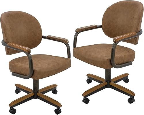 Miniatura 10 de Chromcraft Douglas - Juego de 4 sillas de comedor informales con ruedas giratorias para cocina