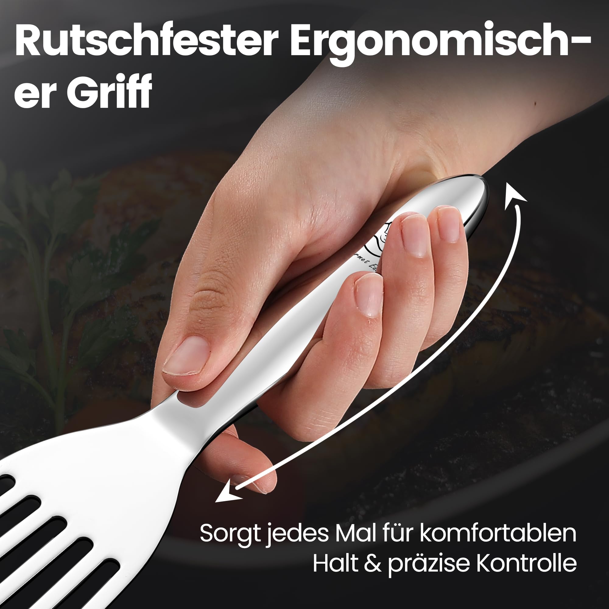 Pfannenwender Set aus rostfreiem Edelstahl für Fisch & Fleisch - Kleiner & Großer Pfannkuchenwender - Pfannenwender Edelstahl - Küchenhelfer 5 Jahre Ersatz
