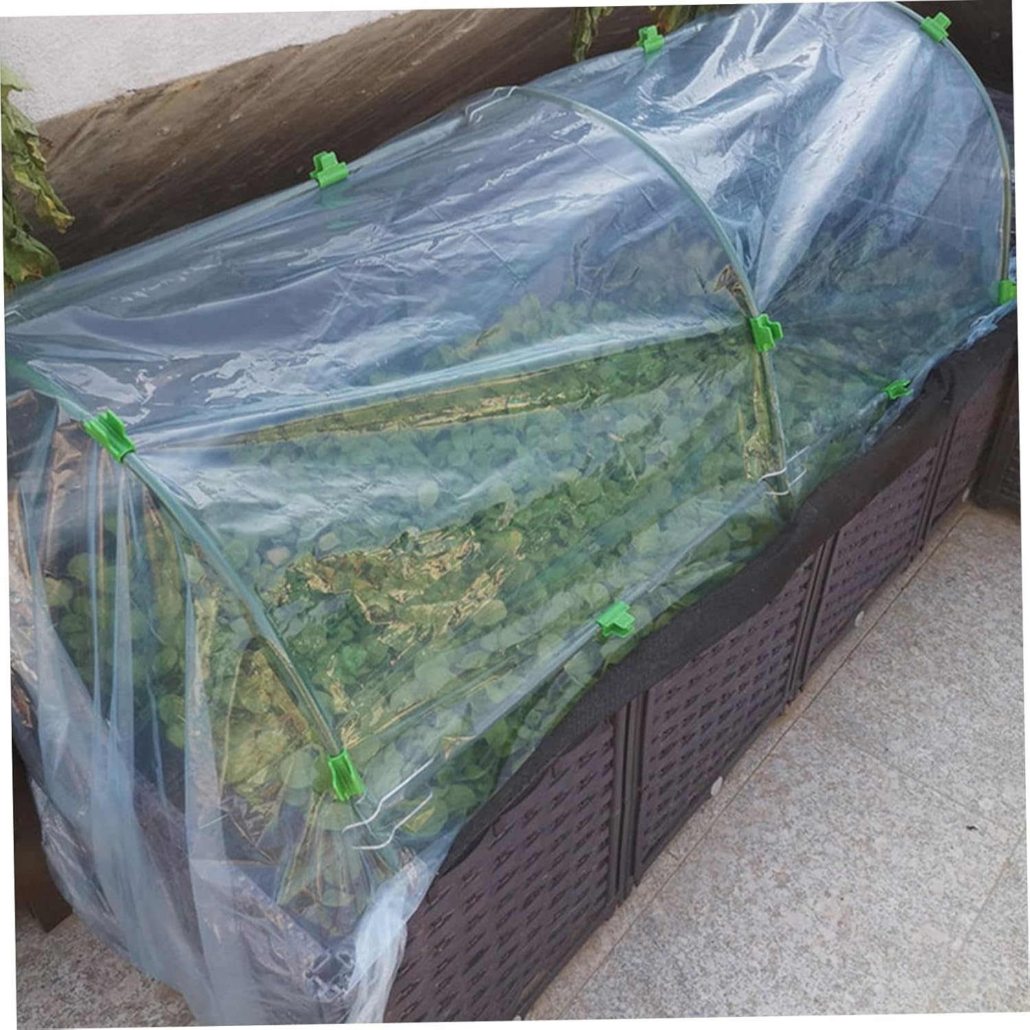 Amosfun Greenhouse Winter Tunnel Shade for Plants Easy to Install Heat Preservation Cover for Home Balcony Transparent Pe Material Protects Against Cold Weather