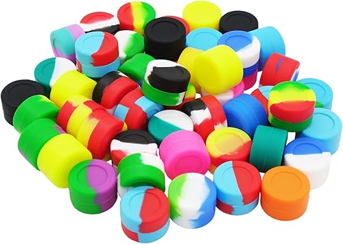 Recipientes de cera de silicona de 0.1 fl oz concentrado de aceite sellado tarros antiadherentes (50), multicolor