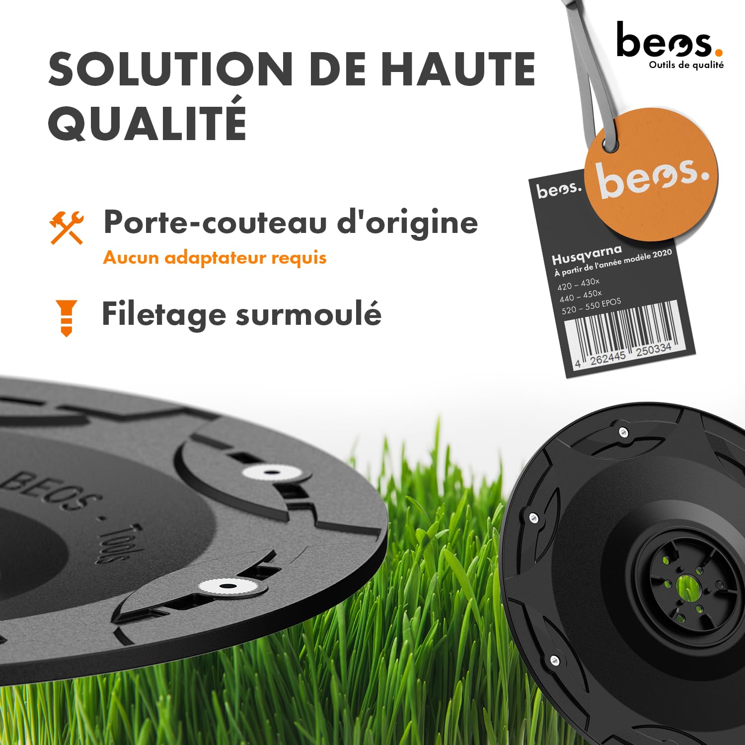 BEOS Disque de Coupe amélioré pour Tondeuse Robot Premium - Disque de Coupe renforcé de Fibre de Verre pour 7 Lames - Husqvarna 315x|420|440|430x|450x|520 EPOS|550 - Ø 222 mm