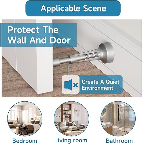 Miniatura 5 de 2 topes de puerta de resorte para pared, tope de puerta de 4.33 pulgadas para parte inferior de la puerta, tope de puerta de aluminio con punta
