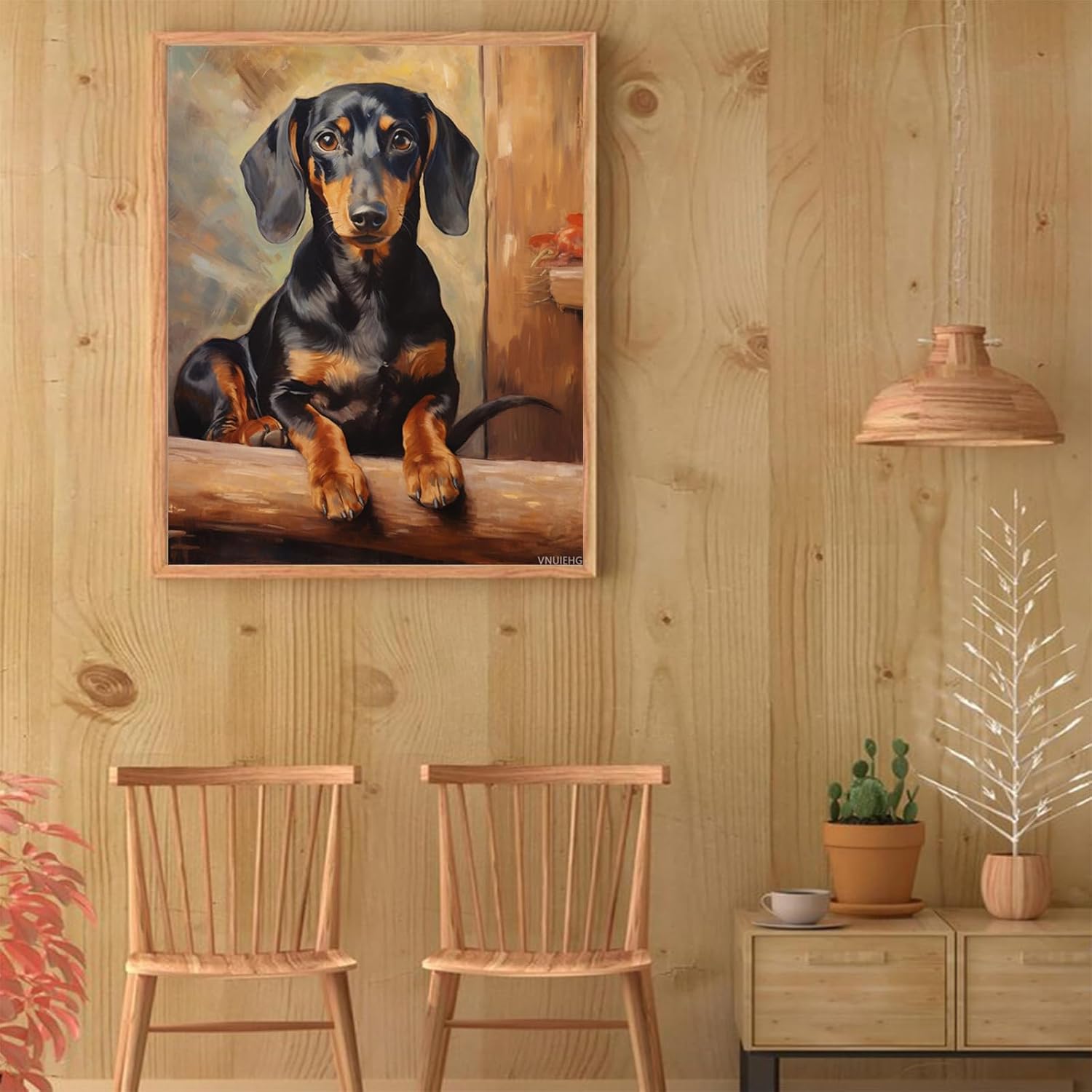 VNUIEHG DIY Paint by Numbers on Canvas, Long Dachshund, DIY Canvas Oil Painting Kit for Adults for Bedroom Office Arts Craft Decor, 40x50cm