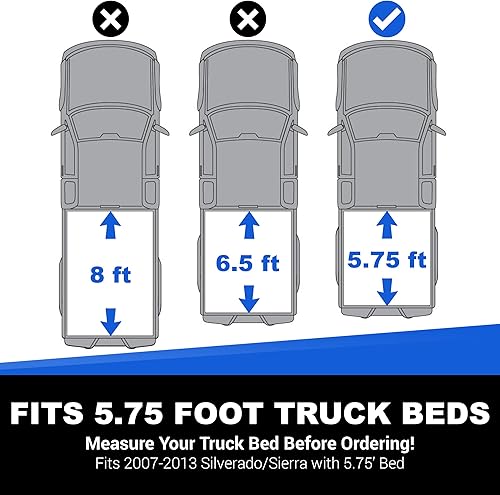 Vista 12 de TACTIK Cubierta Tonneau de panel duro de tres pliegues de 6.6 pies – Se adapta a Chevy Silverado/GMC Sierra 1500 2019-2024 con camas de 6.6 pies