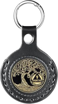 MUDOR AA Coin Holder Keychain, fits Coin Size 34mm, Hand-Stitched Sobriety Coin Holder for AA Chips, Recovery Coins, Tokens and Medallion